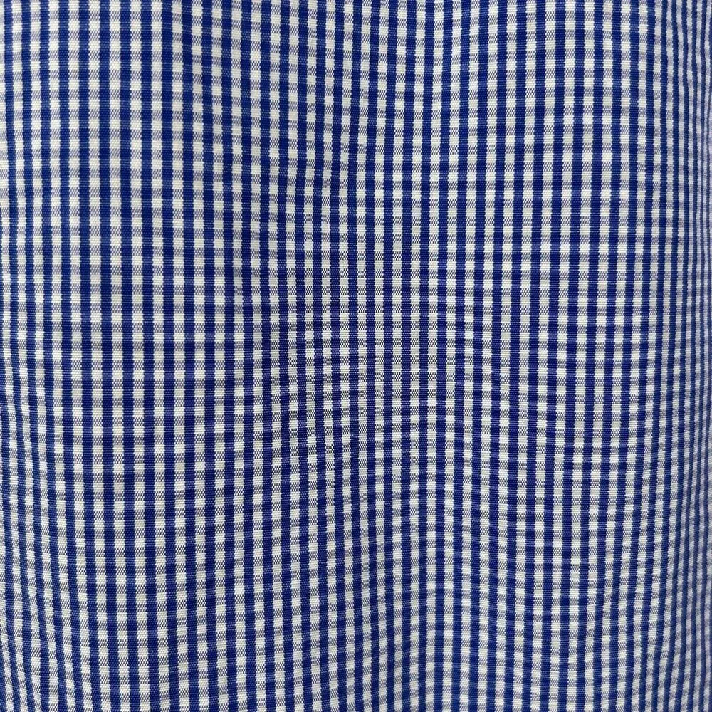 Thompson Shirtings by J.Crew Shirt Mens M Blue Micro Plaid 80s 2 Ply Long Sleeve